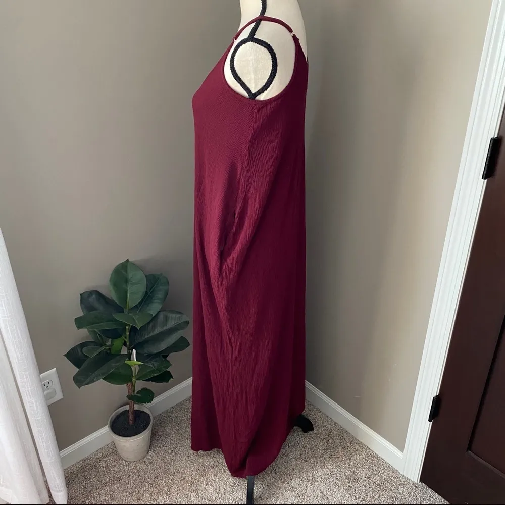 Lulu's Maxi Boho Dress Maroon Sz S/M - Image 5