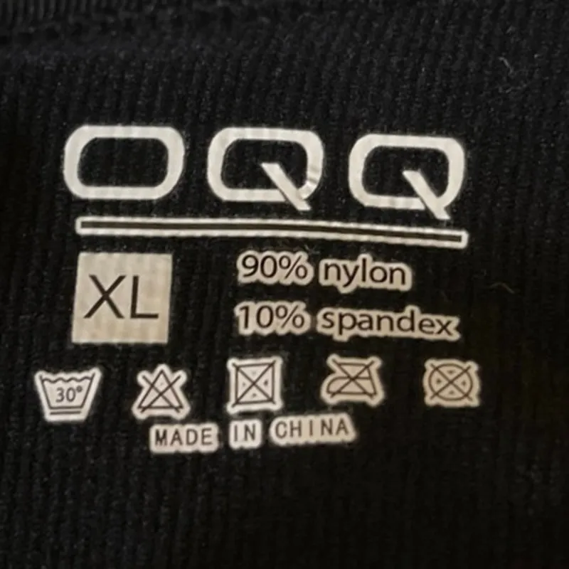 OQQ Black Ribbed Crewneck Short Sleeve Stretch Bodysuit T - Image 4