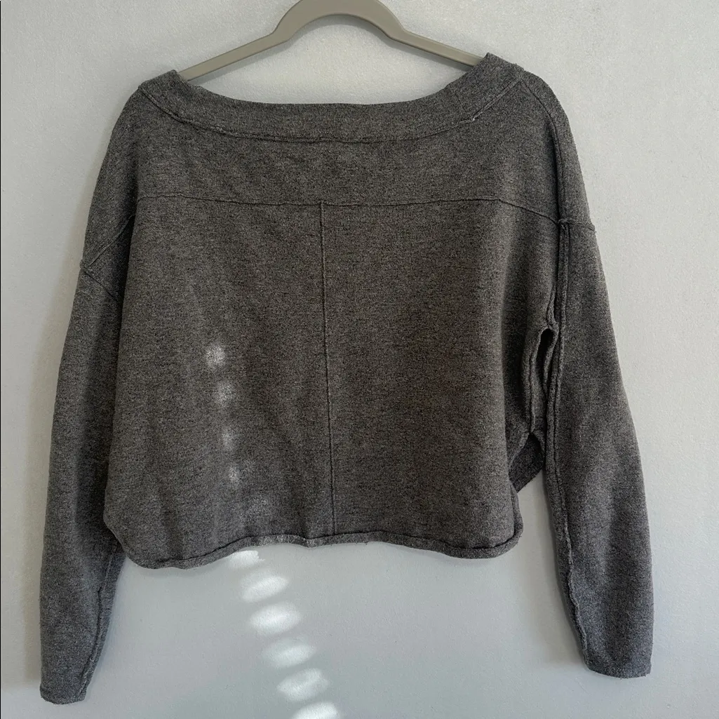 Free People Gray Cozy Knit Cropped Sweater‎ - Image 4
