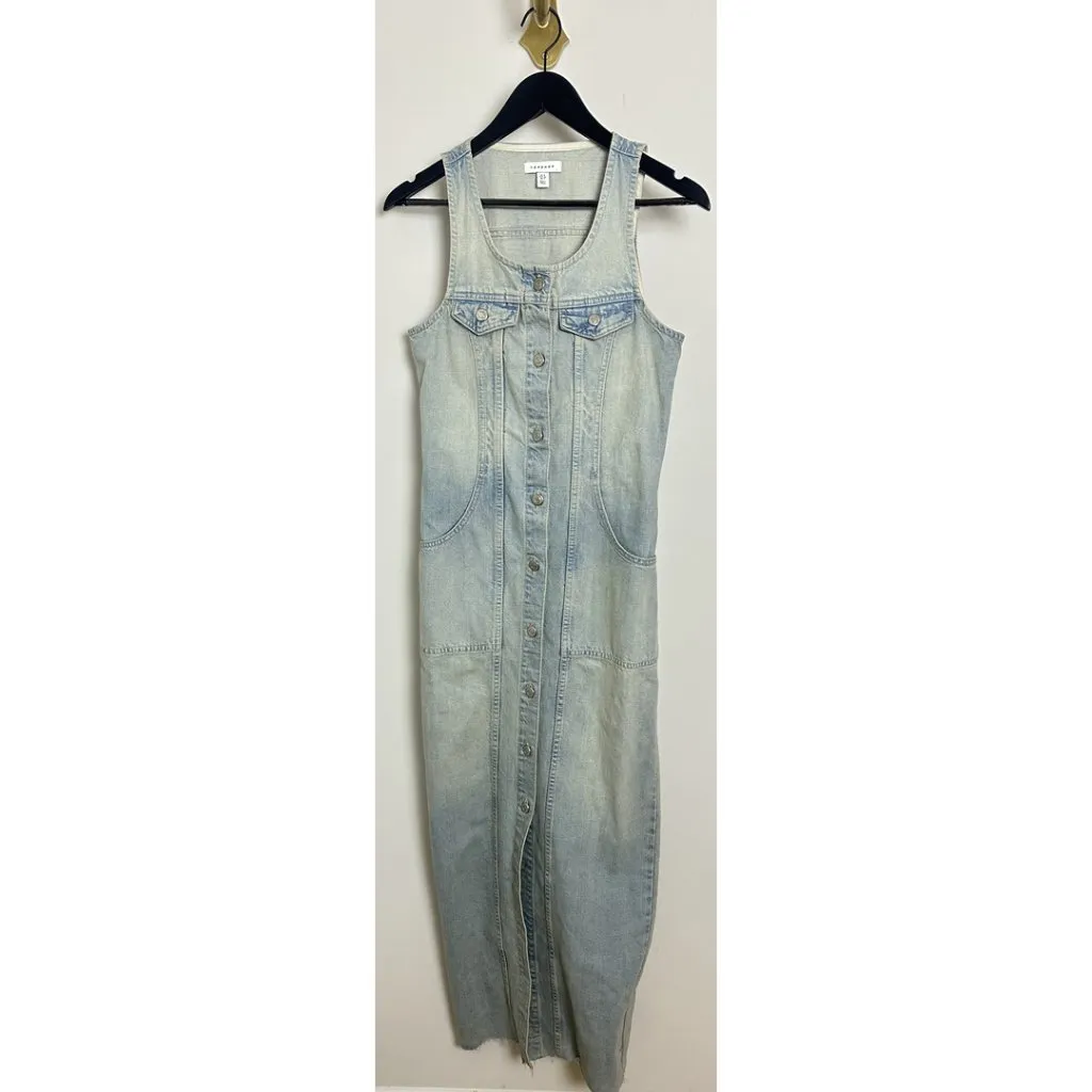 TOPSHOP Sleeveless Denim Maxi Dress in Bleach Size US 4 - Image 2