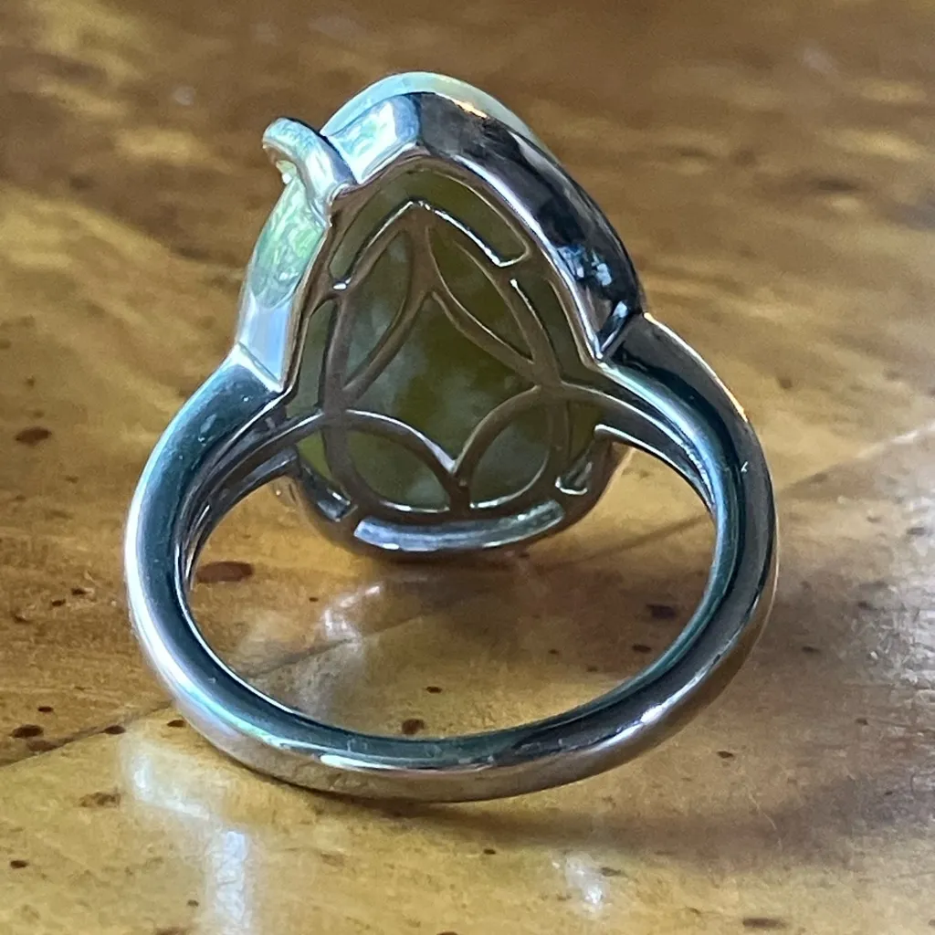 Natural Connemara Marble Sterling Silver Claddagh Ring - Image 5