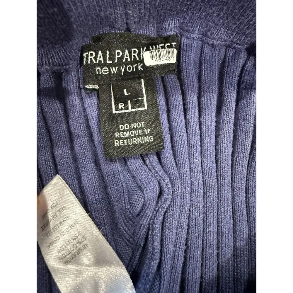 Central Park West Ribbed Knit Pants Women Large Blue Ombre Stretch Lounge Travel - Image 3