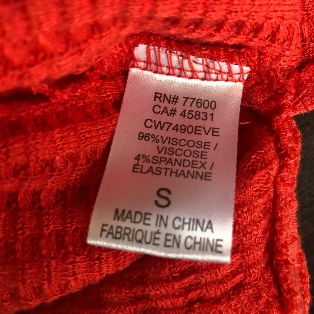 Chaser Poppy Red Soft Knit Thermal Crop Hoodie S - Image 5