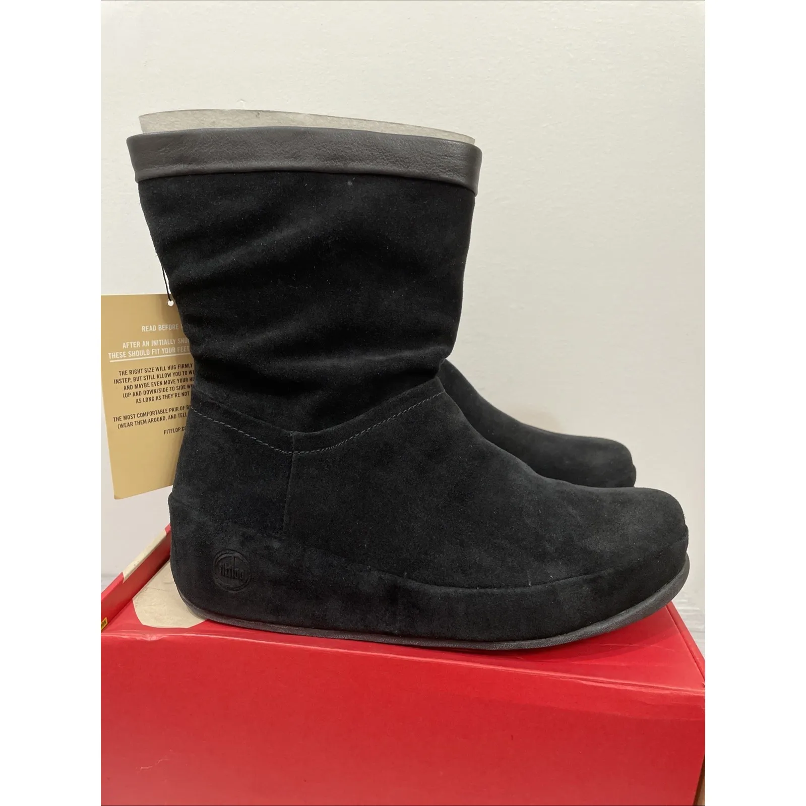 Fit flop crush boot black suede with‎ black leather women's 9M wobble board NIB - Image 2
