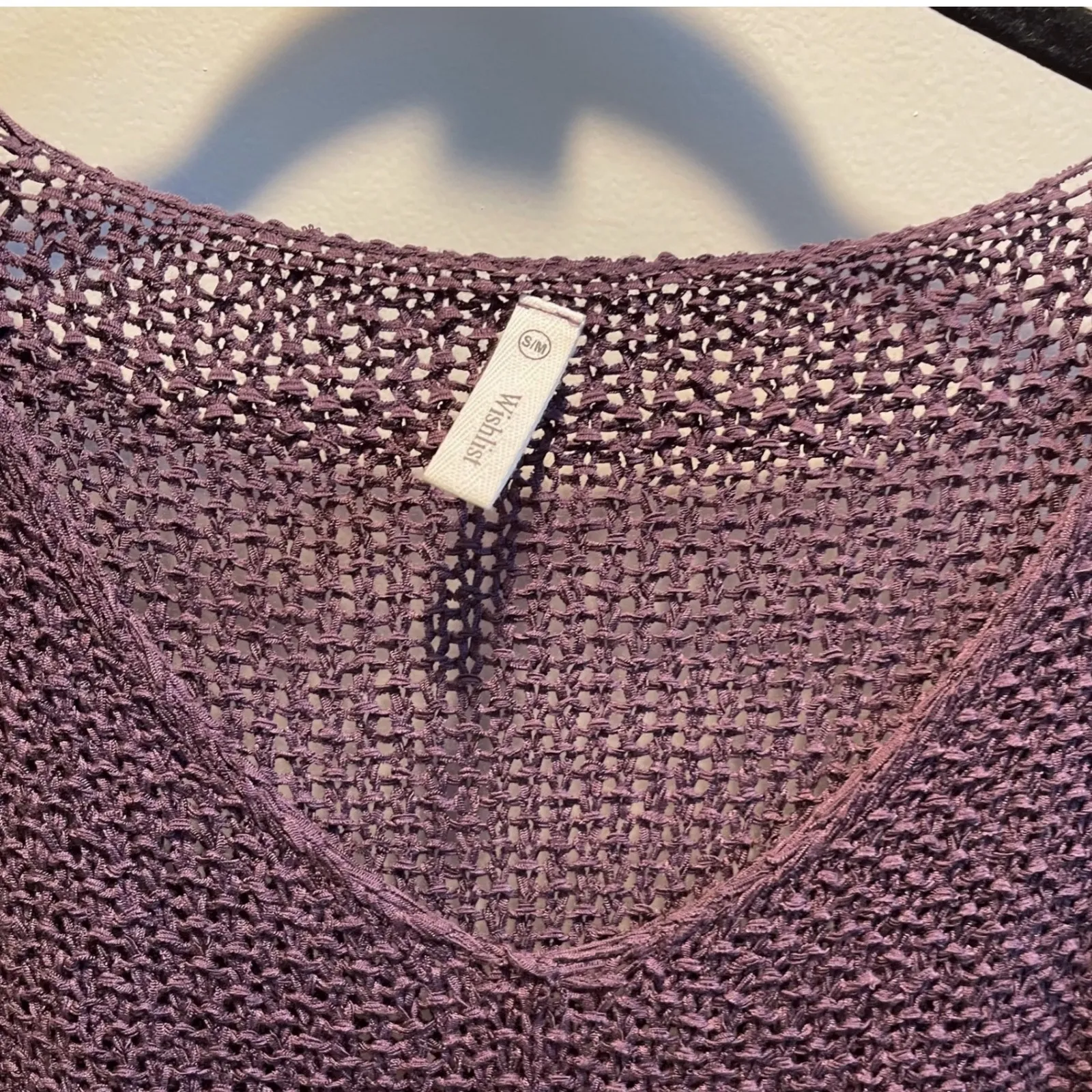 Wishlist Purple Knit V Neck Oversized Batwing Sleeve‎ Sweater Top Women's S/M - Image 2