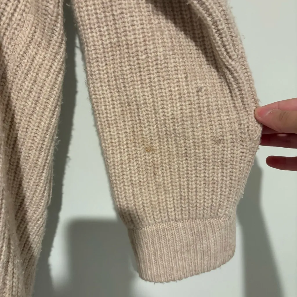 Nap boxcut ample wool Button Front Oversized Tunic Cardigan beige tan size small - Image 11