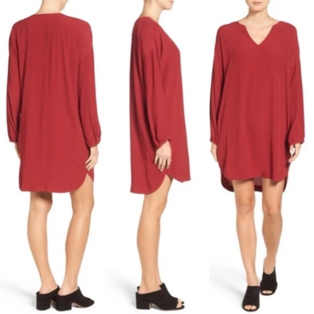 Madewell Red Du Jour 3/4 Sleeve Tunic Dress Brick Red Shift Women’s Size Small - Image 12