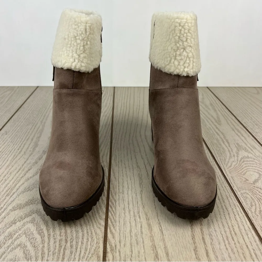 Olivia Miller Amy Women's Sherpa Cuff Ankle Boots 8.5 Sand (Tan/Taupe) $99 - Image 2