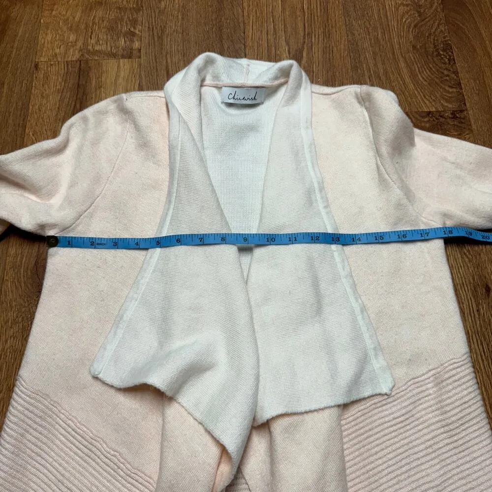Chicwish Soft Blush Pink Ribbed Hem Drape Cardigan Waterfall Size Small Medium - Image 8