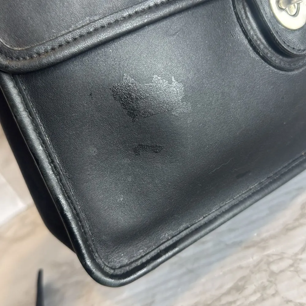 Vtg Coach Willis Handbag Black Leather Crossbody Turnlock Closure 9927 old money - Image 6