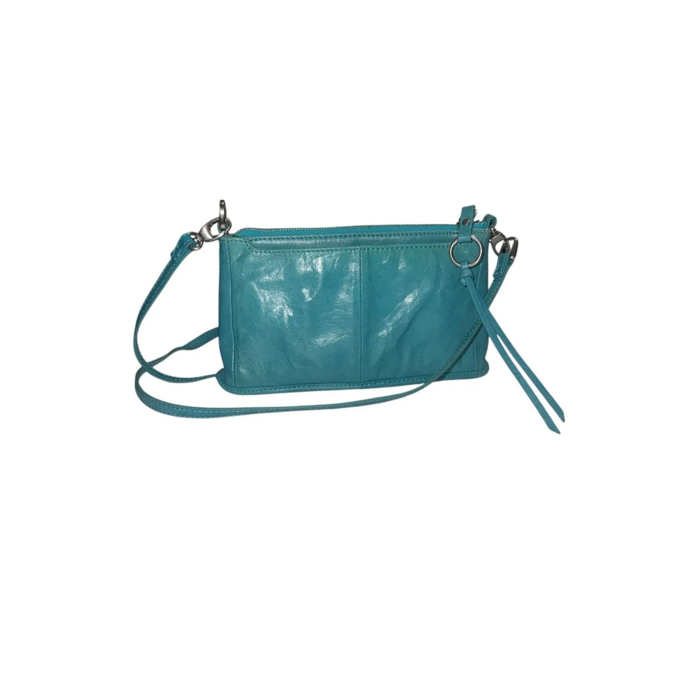 Hobo Cadence Small Crossbody Genuine Leather Bag Purse Teal Blue - Image 2