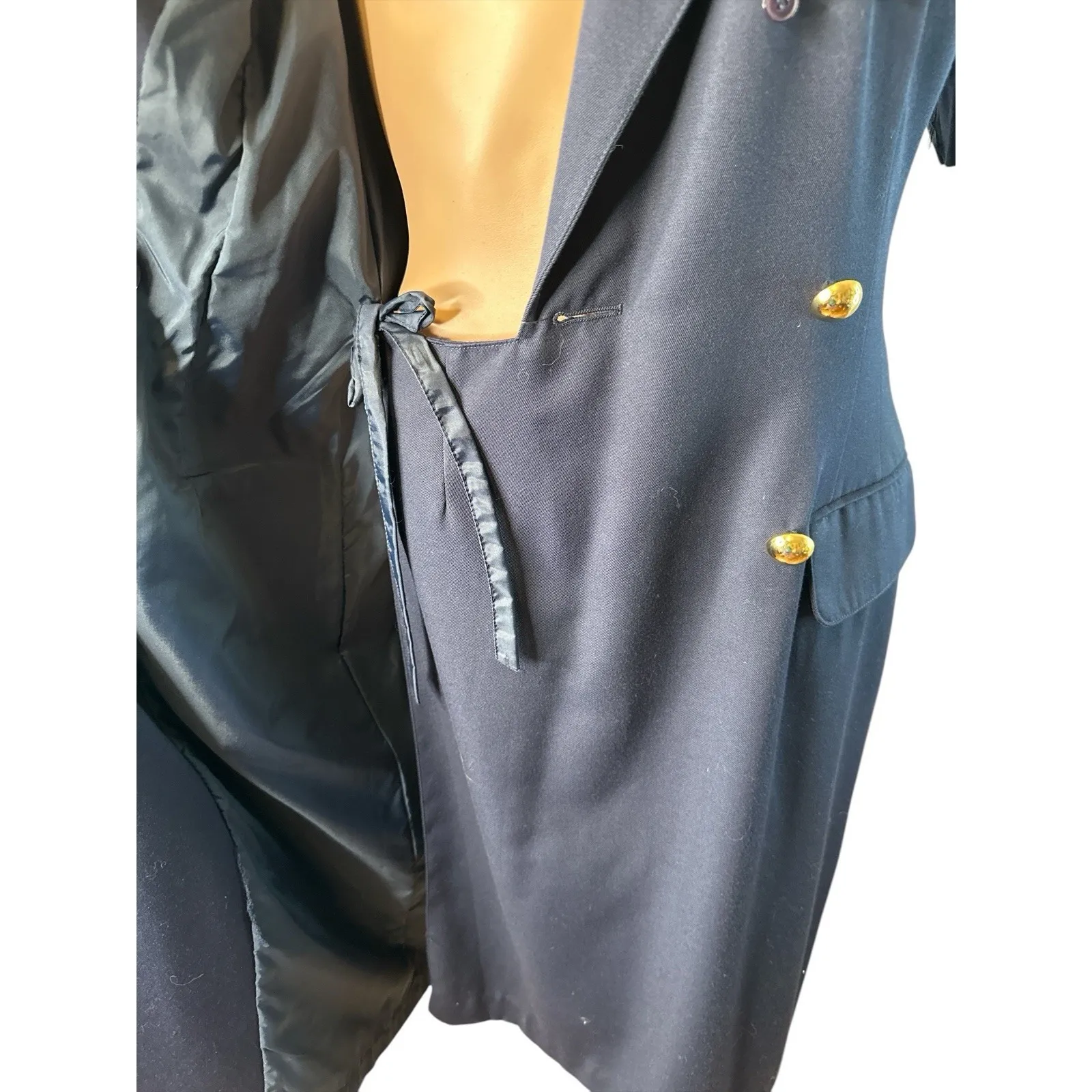 Kasper Short Sleeve Navy Double Breasted‎ Tuxedo Secretary Sheath Vintage 80s - Image 4