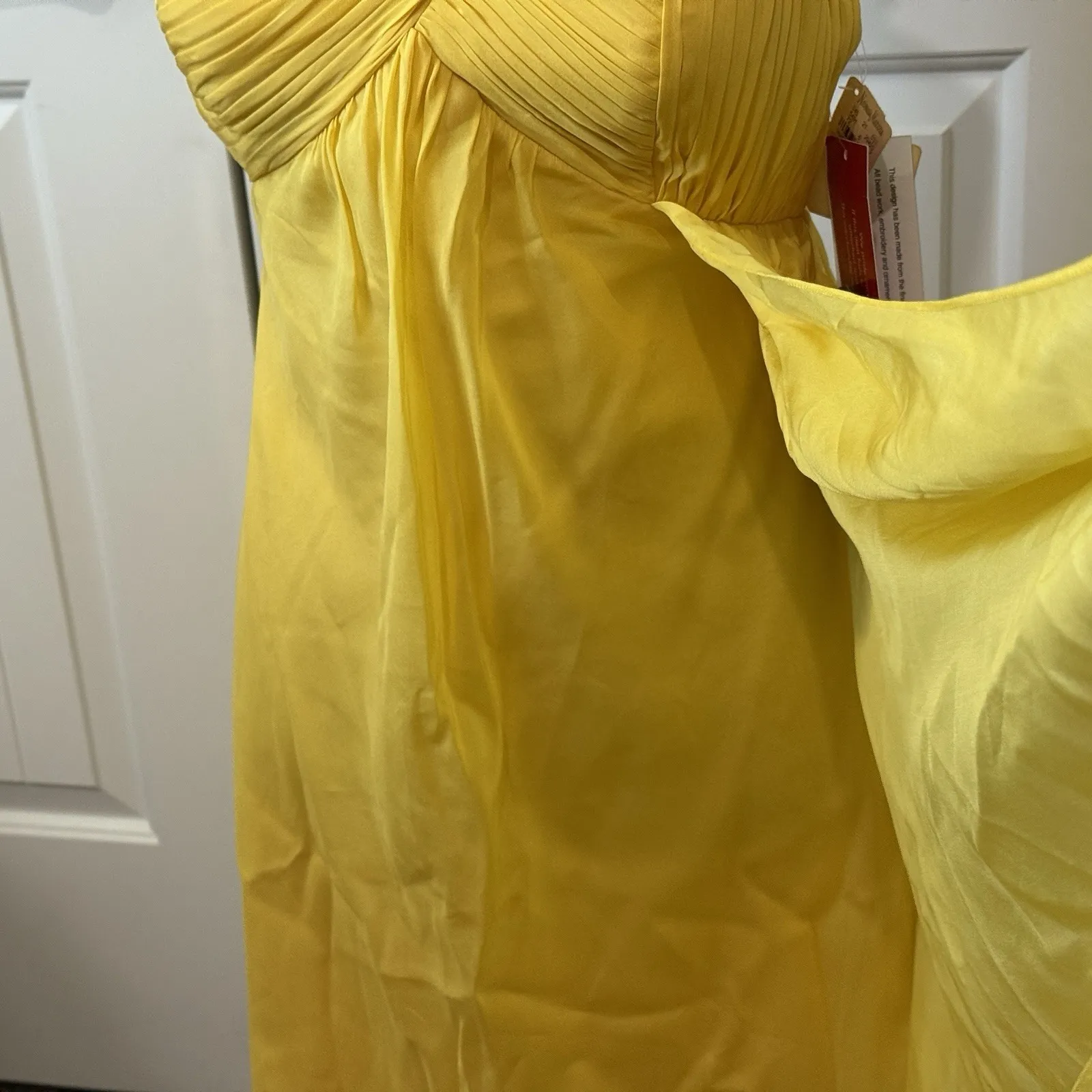 Aidan‎ Mattox Womens Yellow Silk Ruffle One Shoulder Cocktail Dress Size 6 NWT - Image 4