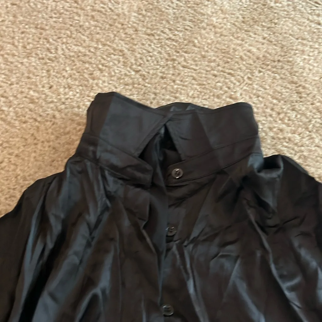 Woman Satin Xxl Size Black Top Dress Buttons Make Bow On Bottom On Bottom - Image 6