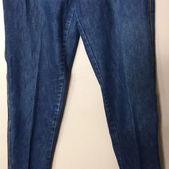 Vtg tomasch high rise dark denim jeans with zippered zip up sides size 9 - Image 3