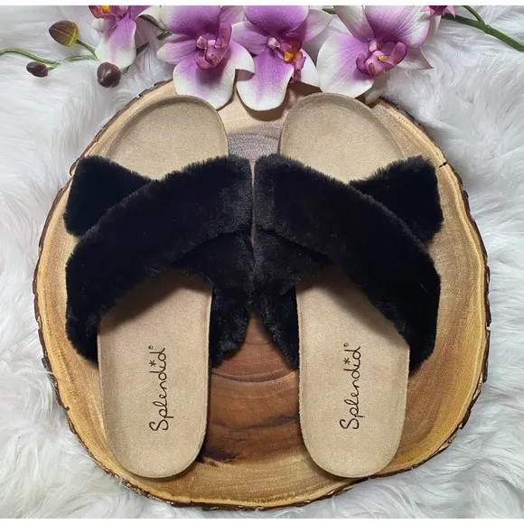 NWOT Splendid Roxanne Faux Fur Slide Sandals - Image 2