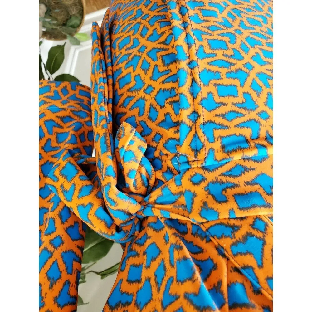 Boutique Aryeh Women's Multicolor Nylon Collared Long Sleeve Knee Length Dress S - Image 4