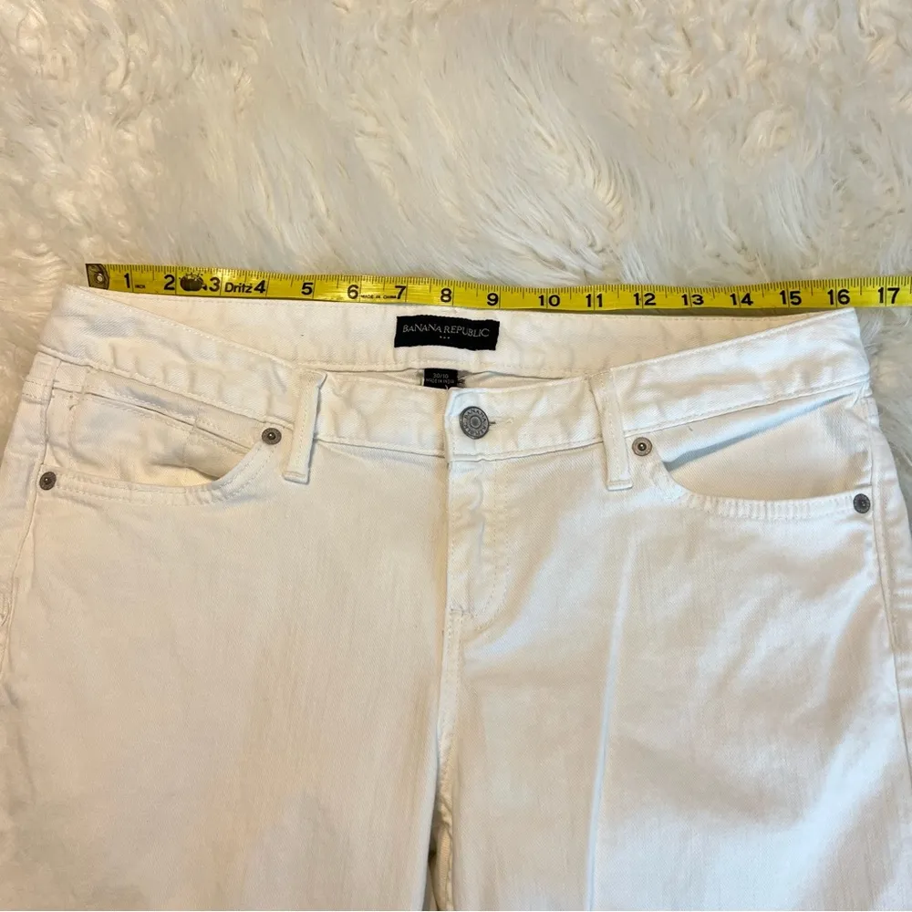 Banana Republic White Denim Boot Cut Jeans Mid Rise 30/10  31” inseam Flap pock. - Image 12