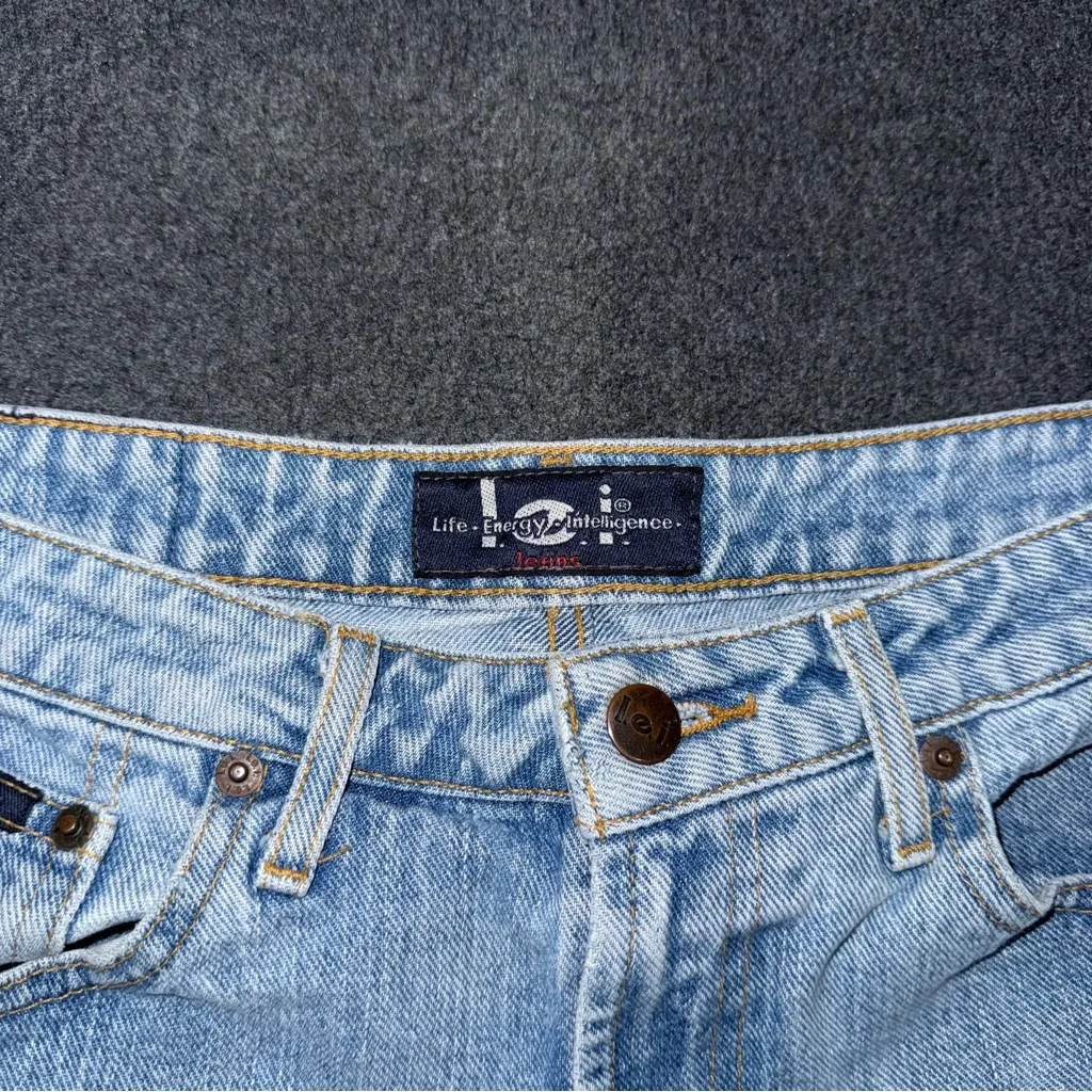 VTG Y2K l.e.i. lei Micro Mini Jean Shorts Distressed Festival Denim Sz 9 / 30” Blue - Image 5