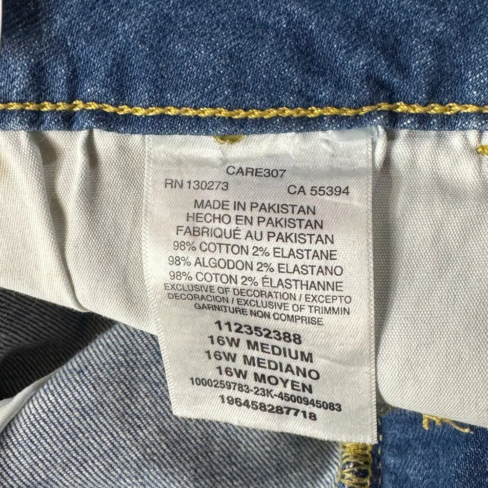 Lee SZ 16W Heritage Jean Shorts High-Rise Stretch Frayed Hems Slits Zip-Fly Blue - Image 7