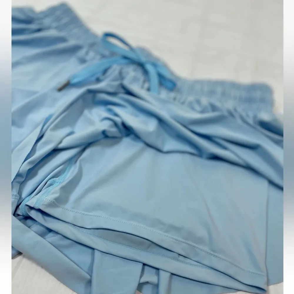 2 in 1 Flowy Athletic Short Skirt Workout Trendy Blue Spandex Comfort Woman’s XL - Image 10