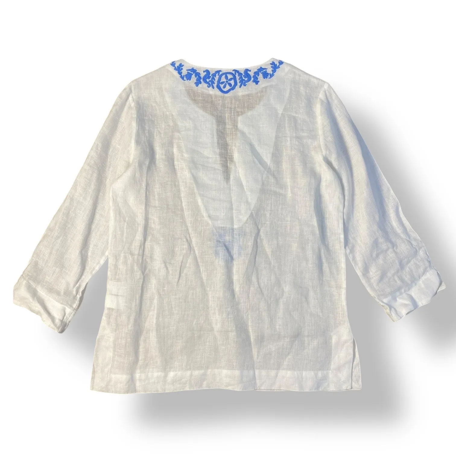 Lilly Pulitzer Amelia Island White Blue Linen Tunic‎ Top Size Small Coastal - Image 5