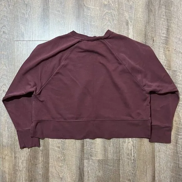Nike Maroon Burgundy Big Spell Out Crop Crewneck Sweatshirt Oversized Womens‎ L - Image 5