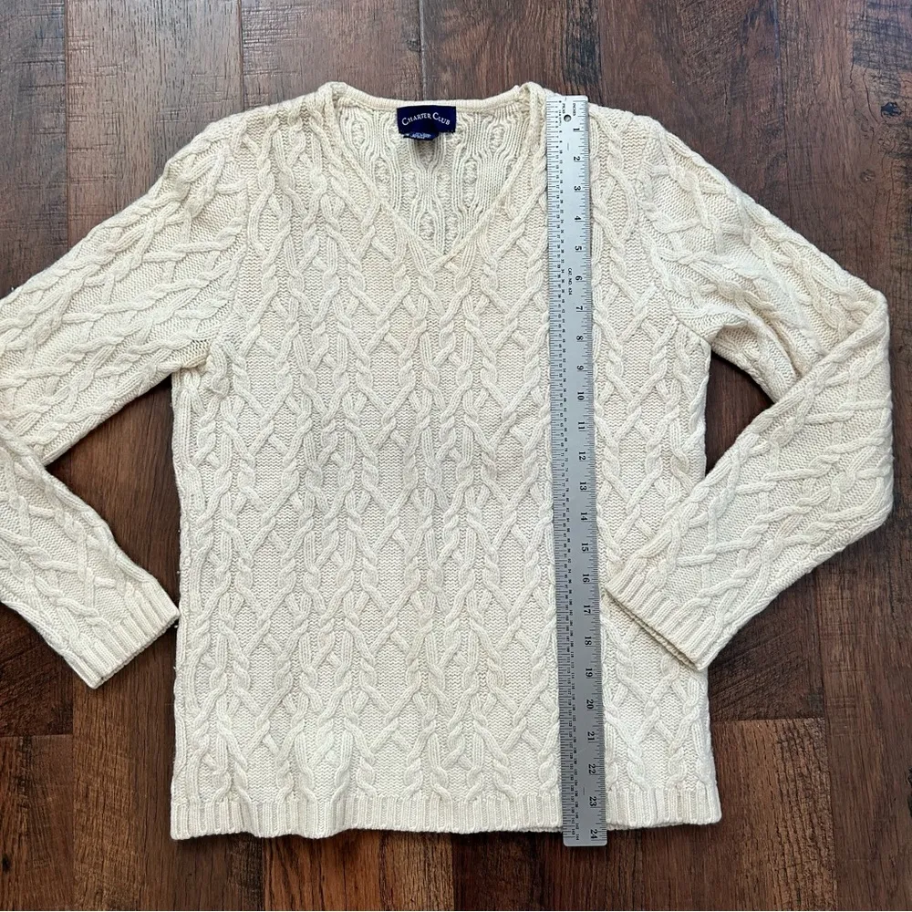 CHARTER CLUB wool/angora blend ecru knit sweater, size M - Image 7