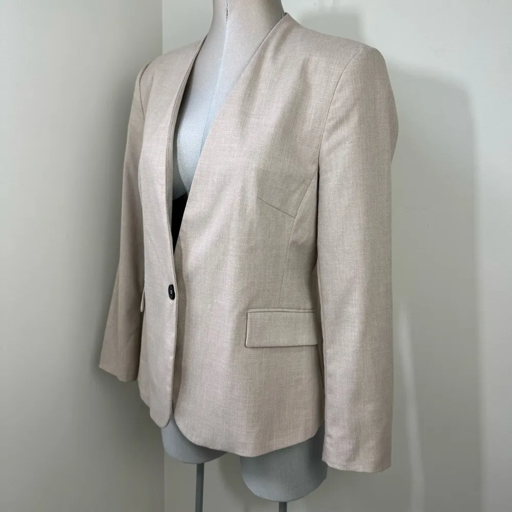 Zara Lapelless Blazer Tan Beige Size 10 (Medium) - Image 3