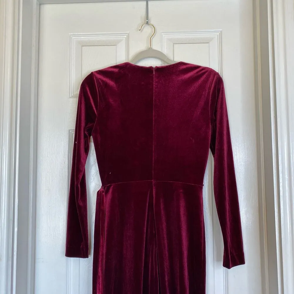 BARDOT Morgan Burgundy Velvet Dress Size 4 Midi Holiday Christmas Party Winter - Image 8