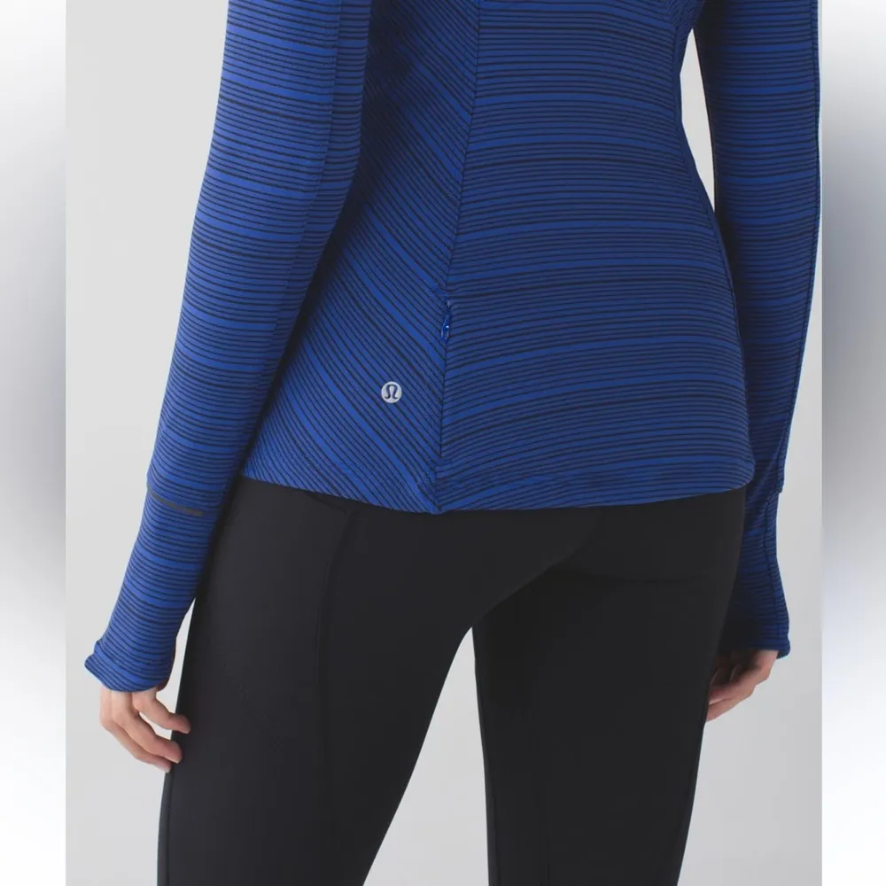 Lululemon Kanto Catch Me Long Sleeve Kanto Stripe Sapphire Blue Black Size 4 - Image 10