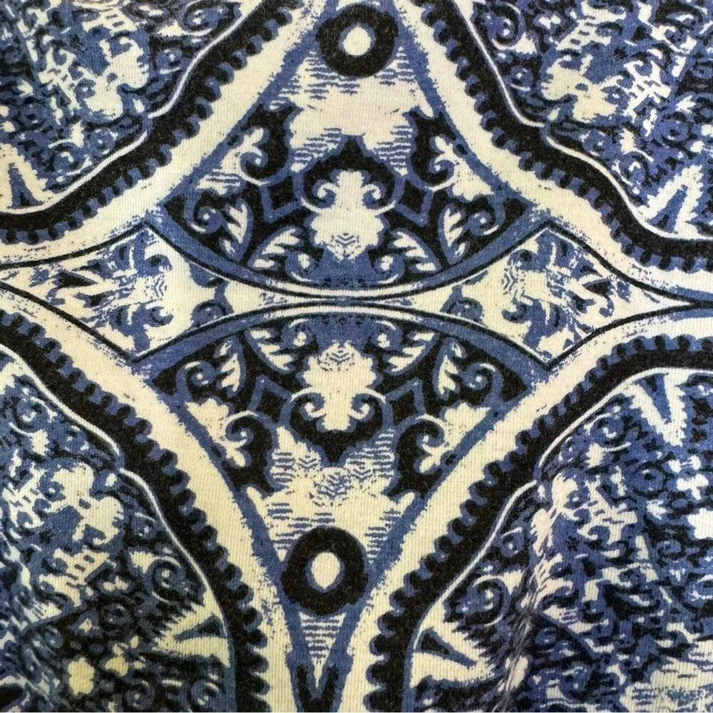 Sonoma Life + Style XL Sleeveless Boho Print Tank Dress Blue White Stretch - Image 3