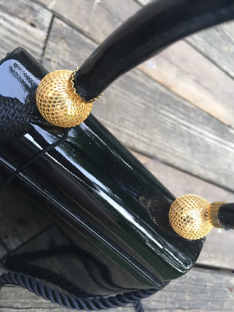 Classy Black Shine Rectangular Bag - Image 10