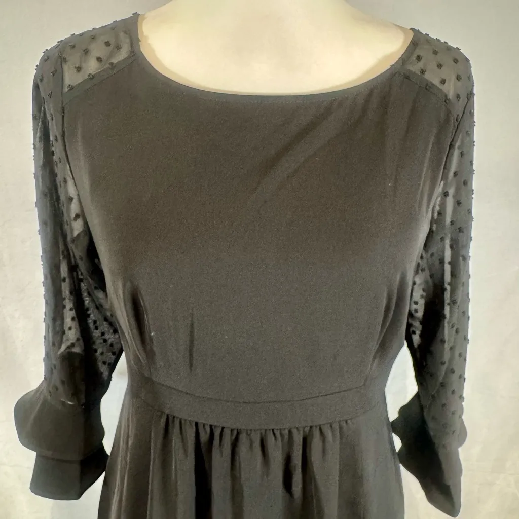 Seraphine black empire waist Swiss dot sheer sleeve maternity dress size 4 - Image 4