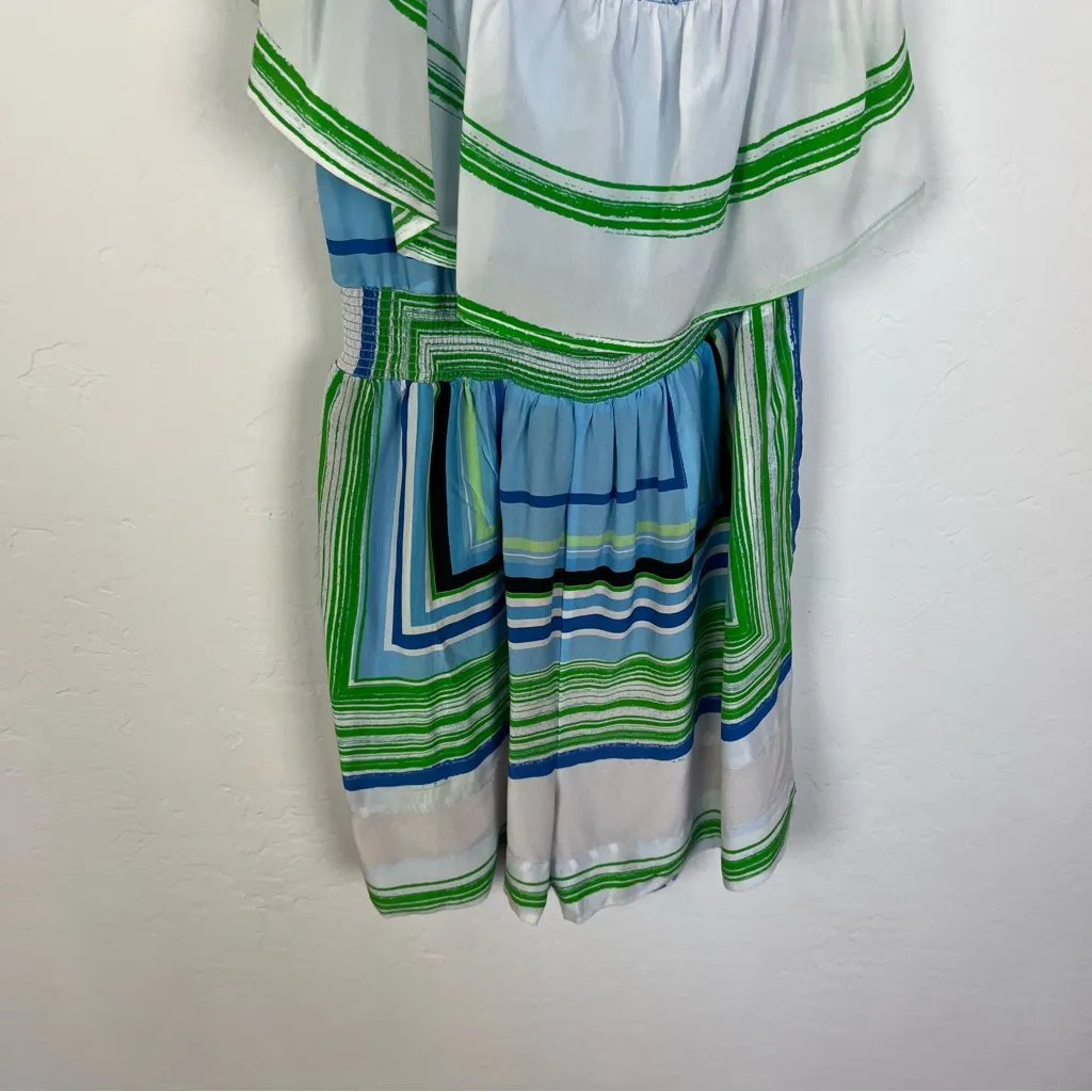 Plenty by Tracy Reese Striped One Shoulder Romper Green Size 4 - Image 3