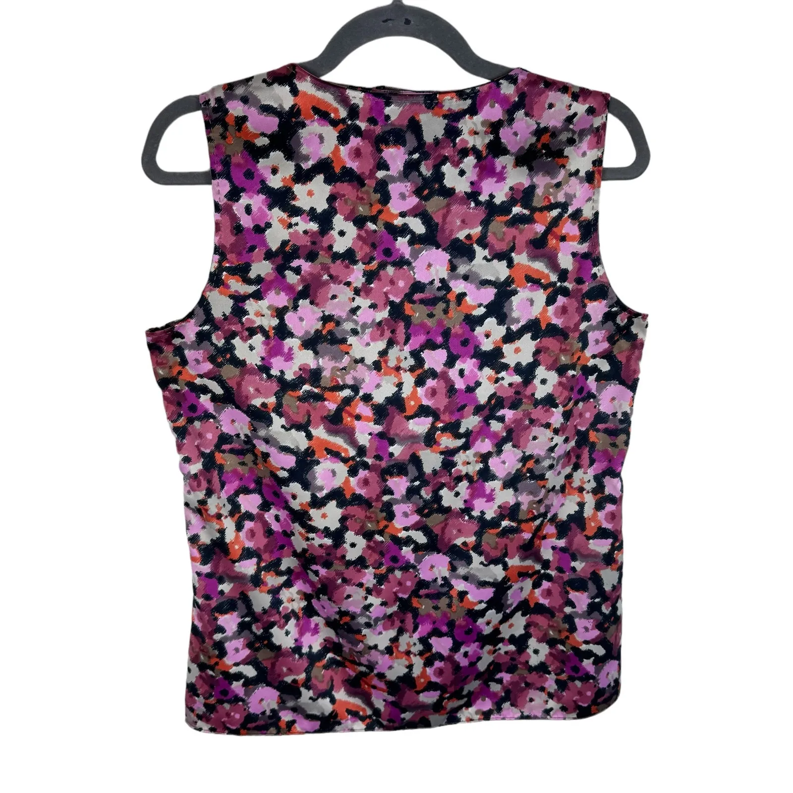 Banana Republic‎ Pink Floral Sleeveless Satin Bow Lightweight Blouse Size M - Image 4