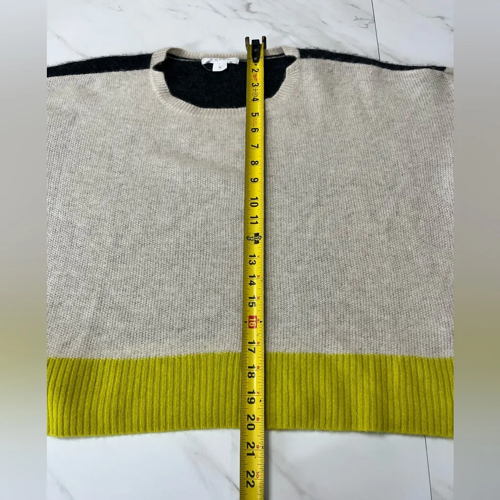 Duffy crewneck color block cashmere oatmeal citron gray sweater size small Green - Image 6