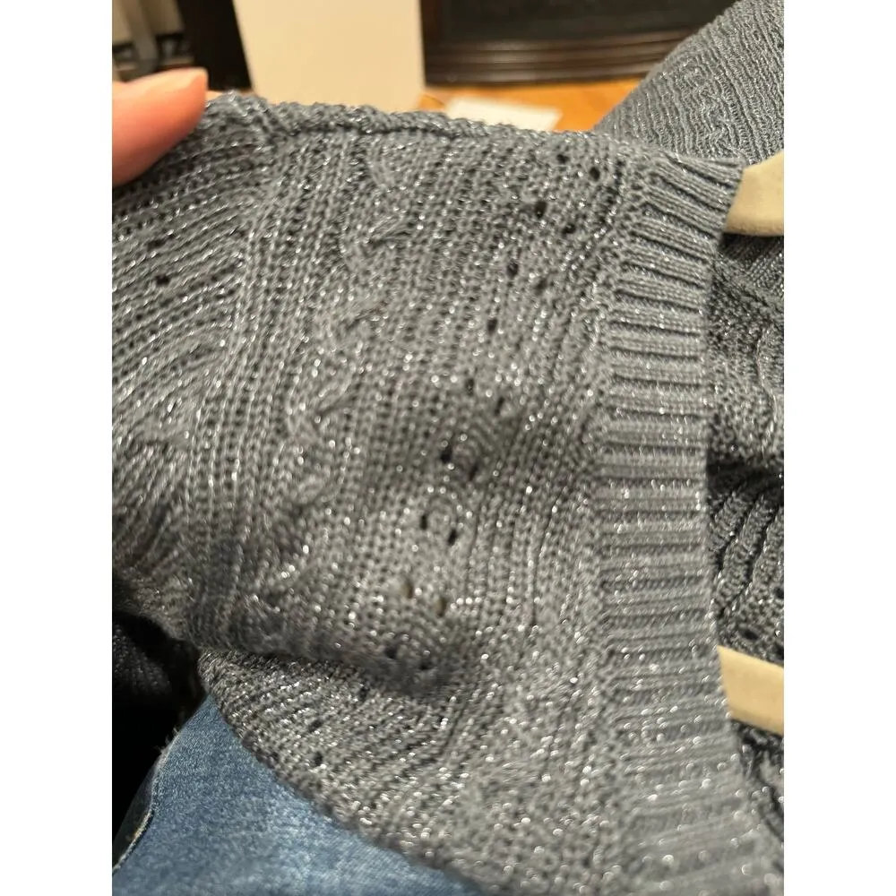 Banana republic size xs shimmery gray metallic sweater long sleeve shirt - Image 2