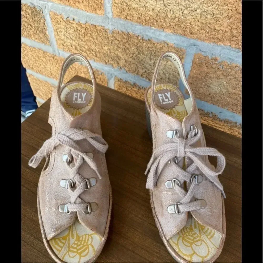 Fly London Yifa Luna Gold Metallic sandals 10.5 - Image 3