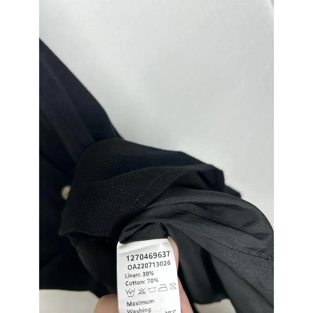 Commense Black Linen Blend Button Front Mini Dress S NWT - Image 6