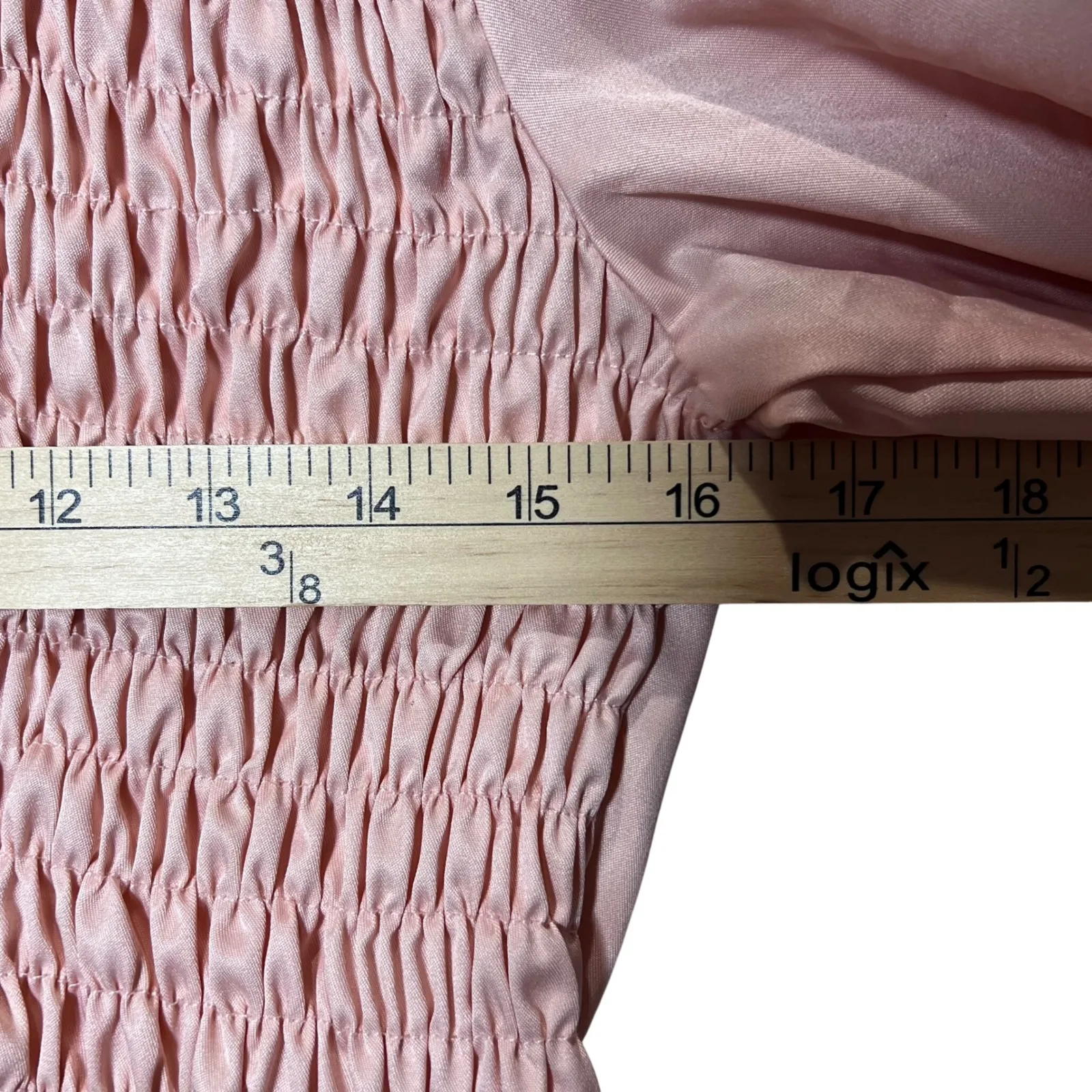 Clarisbelle Pink Smocked Collared Dress Long Sleeve Women's Size L Size L - Image 6