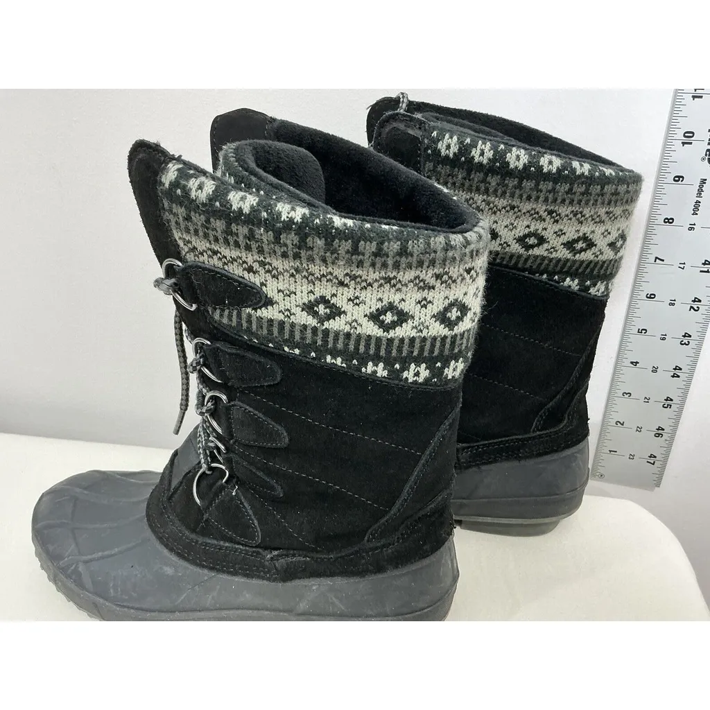 Womans Khombu Cozy Duck Boots Black Suede Lined Lace Up Winter Boots 9 M - Image 4