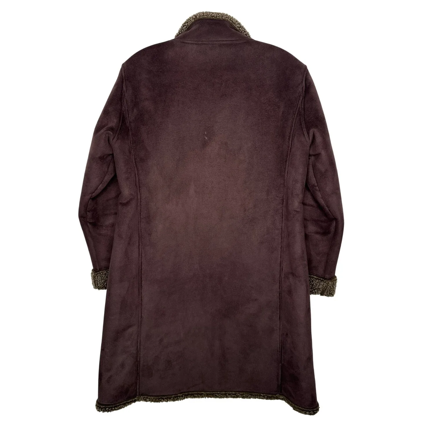 Vintage L.L. Bean Faux Shearling Suede Coat Brown Sherpa Lined XS Petite - Image 2