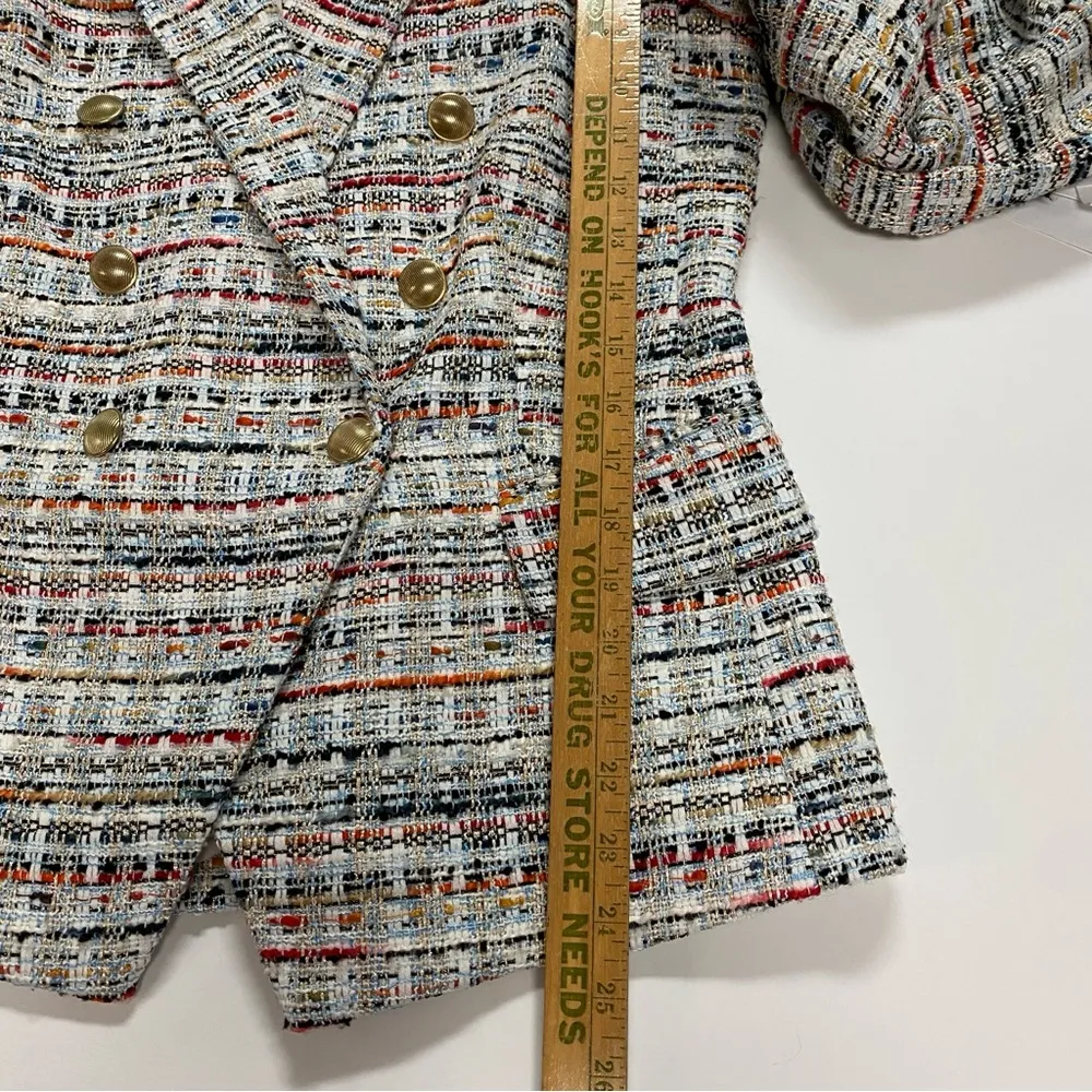 L’AGENCE Kenzie Tweed Multicolor Cream Blazer Gold Hardware Size 12 - Image 14