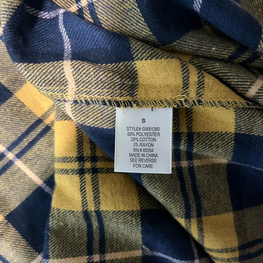 Madison + Hudson Oversized Plaid Cardigan S Yellow Blue Cozy Streetwear Women’s - Image 14