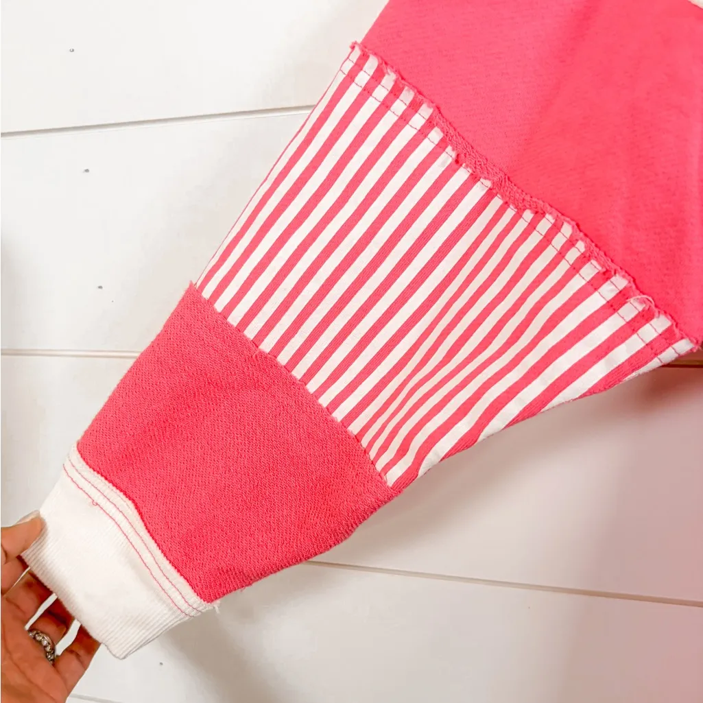 Free People NEW w Tags  Camellia Pink Striped Pullover Top, Small, MSRP $128 - Image 7