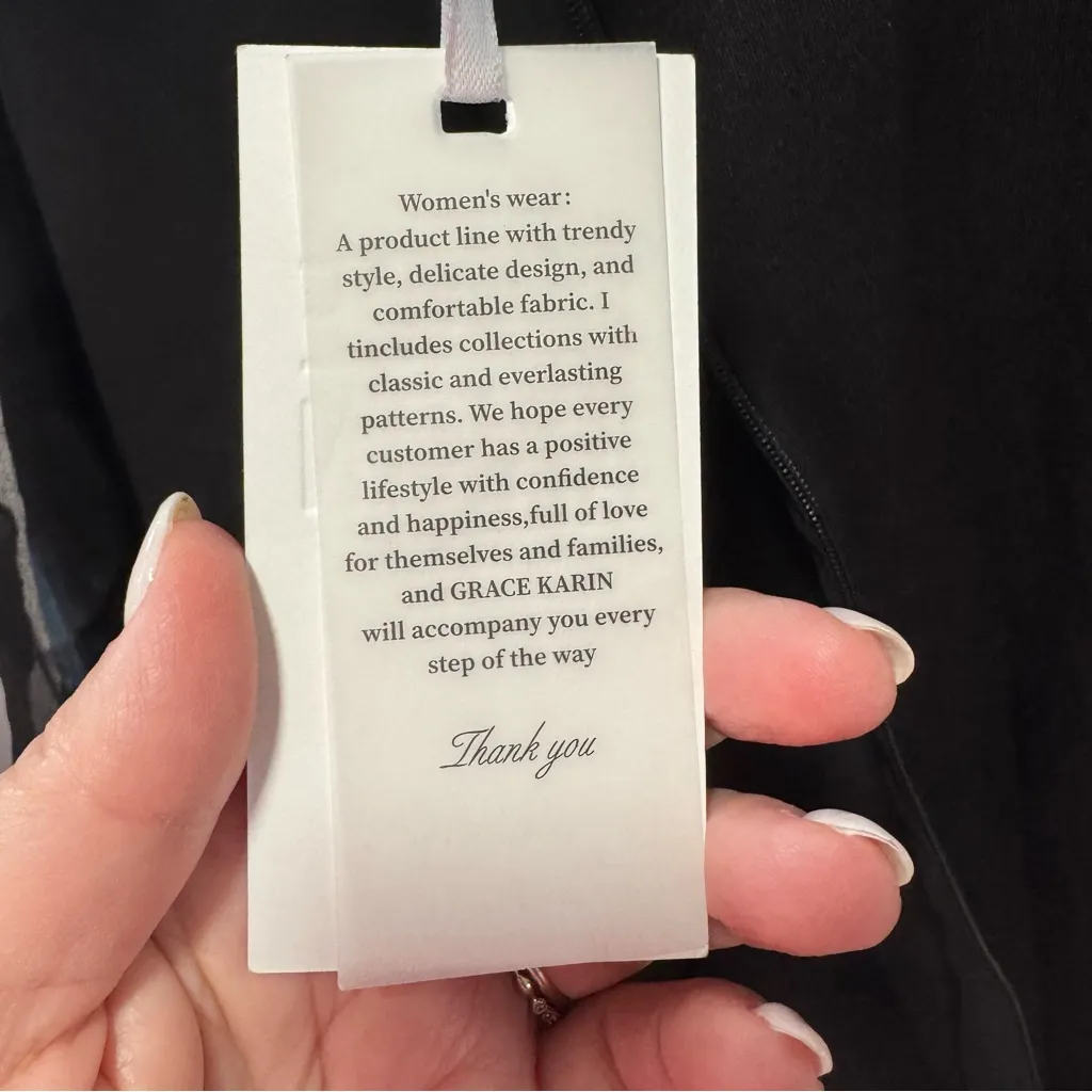 Grace Karin Black Floral Chiffon Dress NWT size‎ 22W Split Sleeve Blue Flowers - Image 7