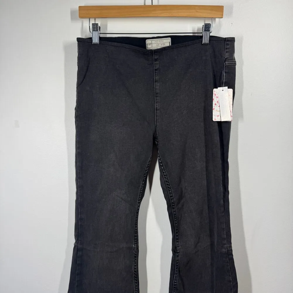 Free People Jeans Women 29 Black NWT Boho Flare Pull On Festival Concert Western - Image 3