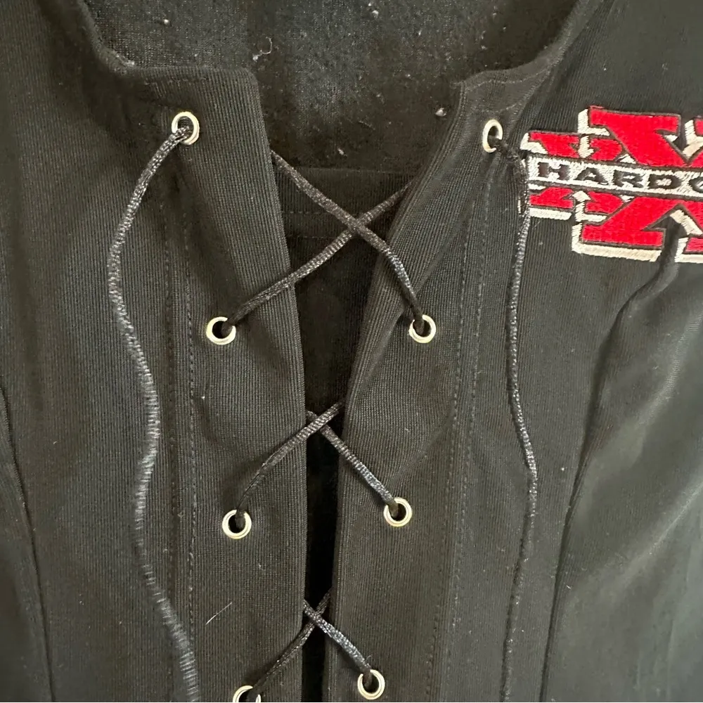 XXX Hardcore Biker Corset Top. Black. Size: Large. Black - Image 3