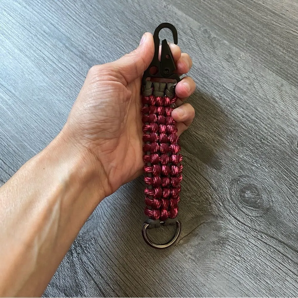 Paracord Keychain NEW Pink Burgundy Gray Black Silver Handmade USA - Image 3